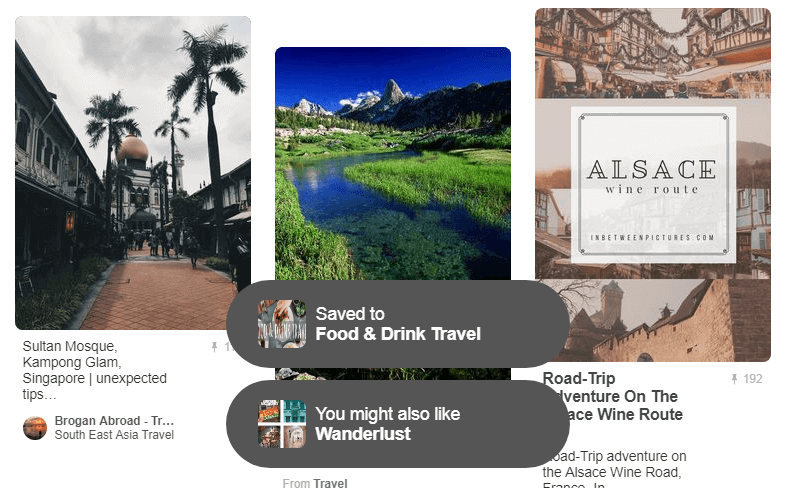 Another example of the Pinterest algorithm at work. A suggested user or board to follow pops up EVERY TIME you share something on Pinterest. That's a lot of chances for YOUR profile or YOUR board to potentially be shared and attract new followers.