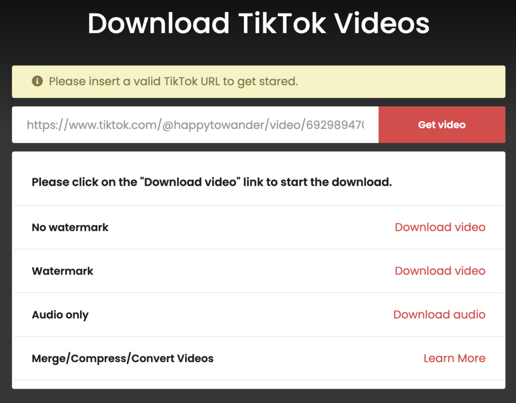 Screenshot from TTDownloader TikTok video downloader